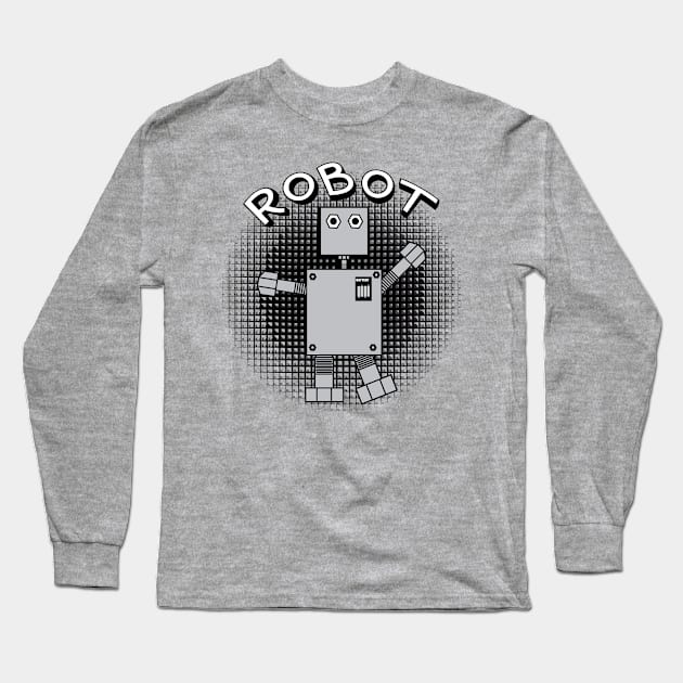 Robot Text Dark Patterned Background Long Sleeve T-Shirt by Barthol Graphics